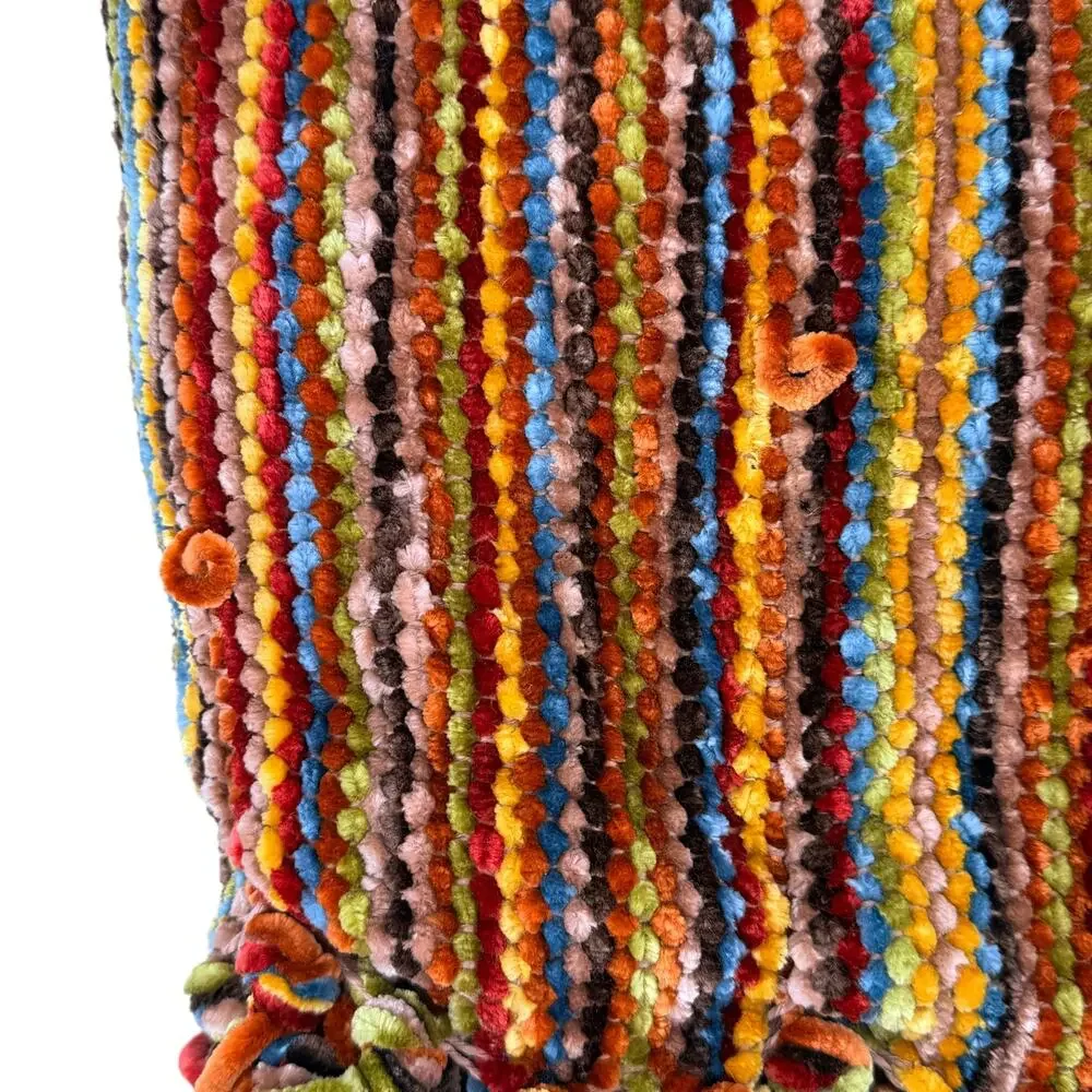 Pier 1 Imports Chenille Throw Blanket 72x56 Multicolor Striped Fringe 72 X 56